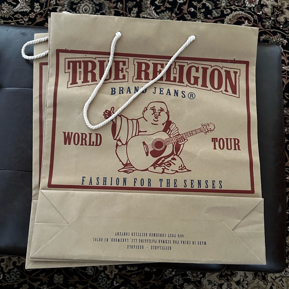 Authentic True Religion paper large shopping bag 17x19